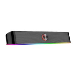 REDRAGON 2.0 Sound Bar ADIEMUS 2 x 3W RGB USB|Aux PC Gaming Speaker – Black